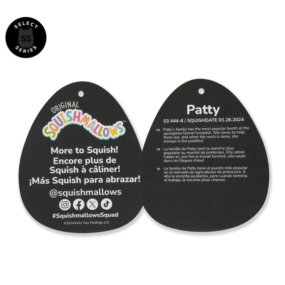 🇺🇸 NWT 3" CLIP PATTY 🐮 COW SQUISHMALLOW SELECT SERIES - Picture 2 of 2